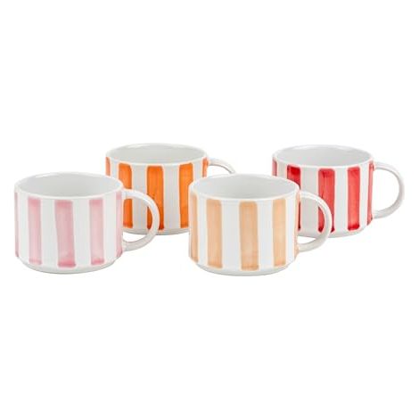Leopold Vienna - Taza de café Franca - juego de 4 - diseño a rayas