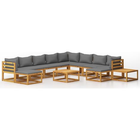 Maison Exclusive - 12-tlg. Garten-Lounge-Set mit Auflagen Massivh