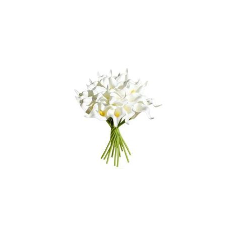 20 fleurs artificielles de lys calla en latex, bouquet de mariée artificiel pour la décoration de la maison et des fêtes de mariage (blanc) (1/5)