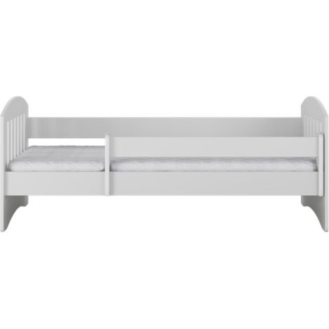 Lit enfant avec barrière de sécurité amovible blanc Klaky-Matelas mousse-80x160 (1/5)