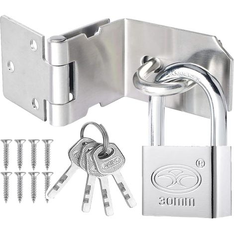 3 Inch Loquet Porte Acier Inoxydable avec Cadenas Agrafe, Verrou Porte Loquet de Sécurité Loquet de Cadenas Agrafe Porte Fermoir Moraillon De Verrou pour Chambre à Coucher Garage noir (1/5)