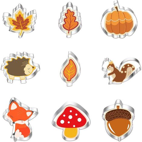 Set of 9 Stainless Steel Autumn Cookie Cutters for Biscuits, Biscuit Moulds (1/5)