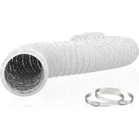 150mm Tuyau d'Evacuation Flexible en Aluminium PVC 6m Long - Tube de Ventilation pour Extracteur d'Air, Climatisation, Sèche-linge (ø150mm6m, Blanc) (1/5)