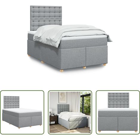 Matratze - Boxspringbett mit Matratze Hellgrau 120x200 cm Stoff (1/5)