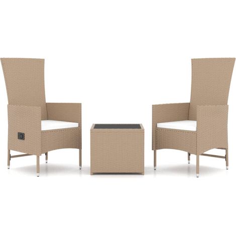 Maison Exclusive - 3-tlg. Garten-Lounge-Set Beige Poly Rattan & S