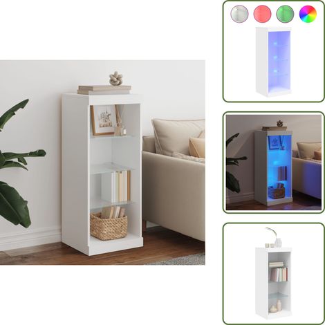 The Living Store Aparador con luces LED blanco 41x37x100 cm - Aparador decorativo