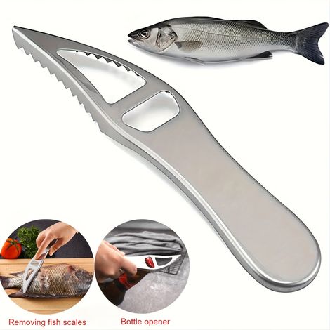 1 pièce Décalailleur en acier inoxydable 2-en-1, Brosse multifonction pour enlever les écailles de poisson, Ouvre-bouteille pour cuisine domestique (1/4)