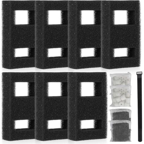 Set of 7 aquarium filter kits - Compatible with Fluval Flex aquariums - Contains 2 foam filters, 1 filter cable, 2 ceramic rings and 2 packs of activated carbon