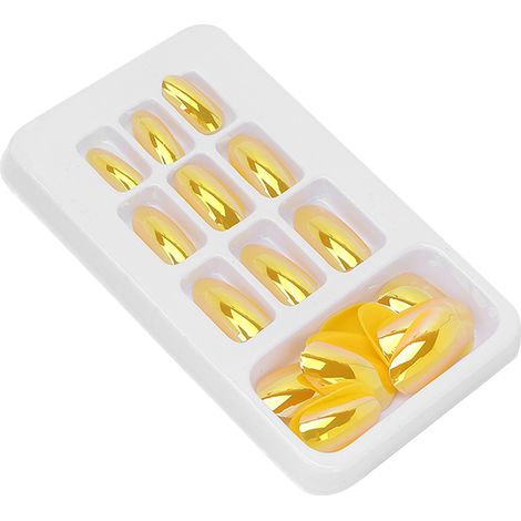 24 faux ongles longs Coffin pailletés French Ballerina, 12 tailles pour salon et DIY, nail art étincelant (1/5)