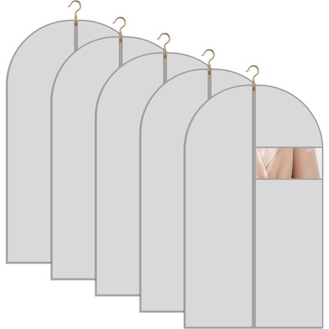 Lot de 5 Housse pour Vetement sur Cintre, 100 x 60cm Housse de Protection pour Vêtements Anti Poussière Imperméables avec Zip, Lavables et Transparentes Housses Manteau, pour Chemise Costumes Manteaux (1/5)