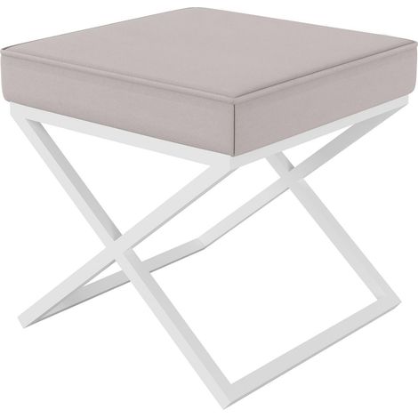 AX LIVING 1 Stk. Polster Hocker Pitinio 45 cm Beige weißes Gestell
