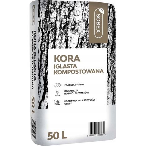 Corteza de coníferas compostada para uso en jardinería, 0-15 mm, 50 L