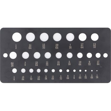 29-Loch-Bohrerlehre, 1/16 bis 1/2 Zoll metrisch und dezimal, Edelstahl, zur Identifizierung alter, unmarkierter Bohrer (1/5)