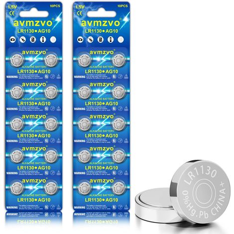 Piles bouton Batterien AG10 LR54 189 389 1.5V Piles bouton alcalines, 20 pièces, sans mercure, emballage sécurisé pour enfants[5 ans de garantie de stockage] (1/5)
