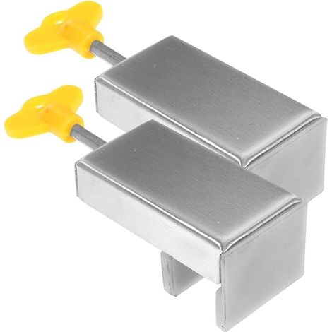 Lot de 2 - Verrou de fenêtre - Sécurité - Verrou de porte - Verrou - Intérieur - Fenêtre coulissante - Verrou de sécurité enfant - Argent - Acier inoxydable - 68 x 33 x 37 mm (1/4)