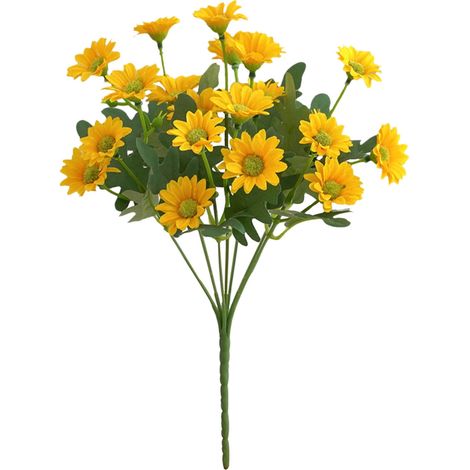 Fleur Artificielle - Marguerite - Tige Longue 35 cm - Diamètre Tête 3,5 cm - Matière Soie et Plastique - Pour Décoration Intérieure Extérieure - Lot de 10 (1/4)
