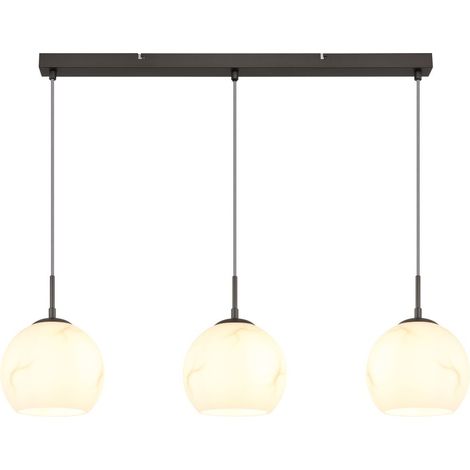 Pendelleuchte Hängeleuchte Wohnzimmerlampe 3-flammig Schwarz Metall L 90 cm (1/5)