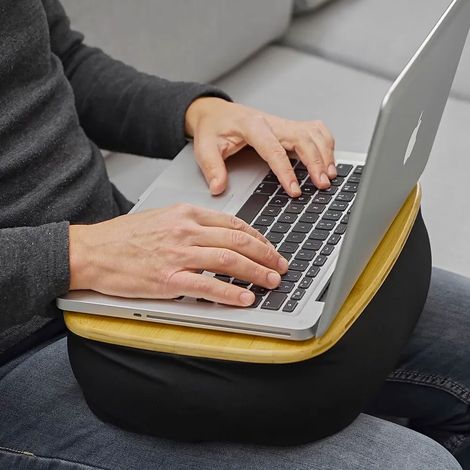 Vassoio Colazione Letto con Cuscino Tavolino Divano Porta PC Tablet Legno Bamboo (1/5)