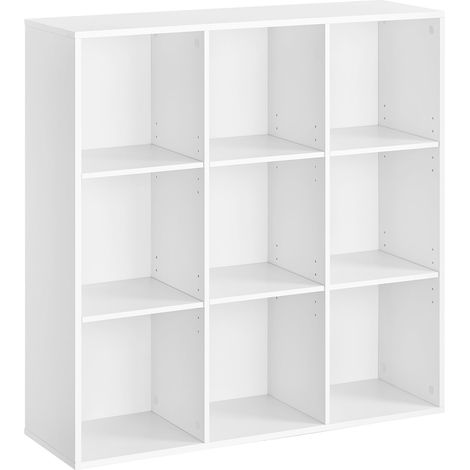 VASAGLE Libreria a 9 Cubi, Scaffale Espositore per Decorazioni, Souvenir, Piante, per Studio, Ufficio, Soggiorno, 30 x 97,7 x 97,5 cm, Bianco LBC177W01 (1/5)