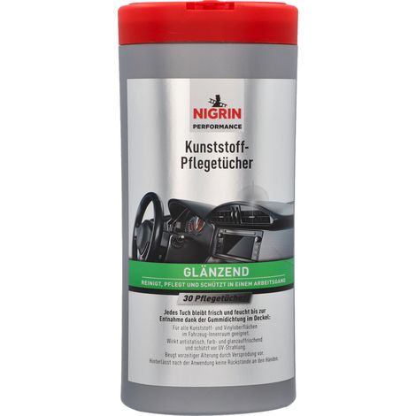 Reinigungstücher nigrin performance plastic care glossy glänzende Oberfläche