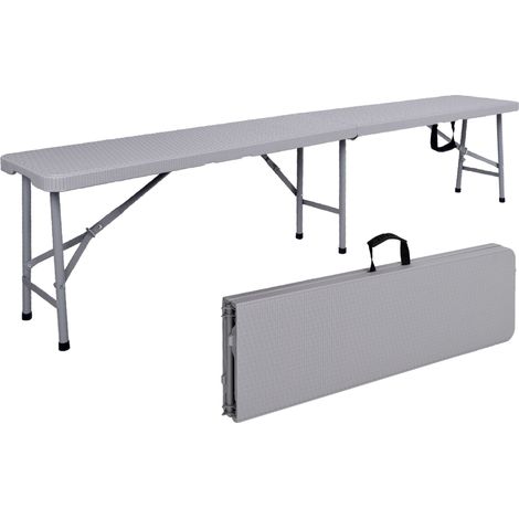 Banco da catering pieghevole in valigia, 180 cm, rattan grigio