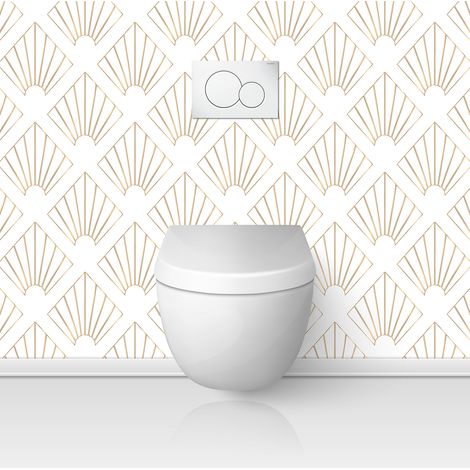Crédence adhésive WC - Motif Géométrique - 50x50 cm - Adhésif + Protection BRILLANTE (1/3)
