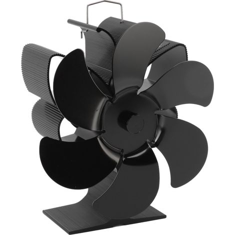 Ventilateur de poêle à 6 pales, débit d'air accru, fonctionnement silencieux, résistant à l'usure, noir, taille S (1/5)