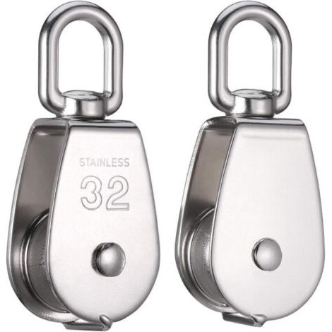Lot De 2 Poulies De 32 Mm M32 En Acier Inoxydable 304 - Poulie Simple Avec Charge Maximale De 250 Kg - Pour L'intérieur Et L'extérieur (1/5)