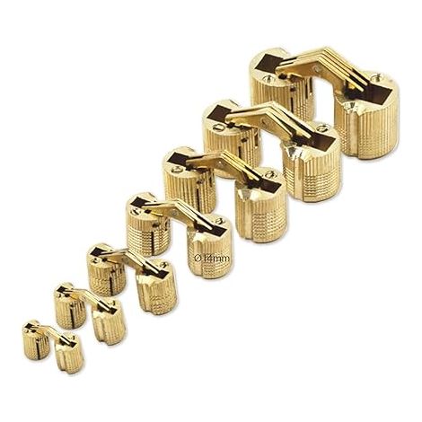 Mini Cylindriques Charnière 14mm pour Porte d'armoire Connexion du Panneau Petite Boîte de Bricolage à la Main Charnières Dissimulées en Laiton Mat Angle d'ouverture de 180 Degrés 6 Pièces (1/5)
