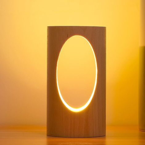 Holz-Schreibtischlampe, Nachttischlampe fürs Schlafzimmer, dimmbare LED-Beleuchtung, kreative Tischlampe für die Heimdekoration, einzigartiges Geschenk für ein gemütliches Zuhause