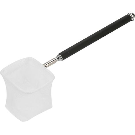 Canne à pêche télescopique réglable pour mini-filet, longueur 20-57,5 cm, adaptée à la capture de crevettes en aquarium, légère et durable, avec une poignée carrée noire. (1/5)