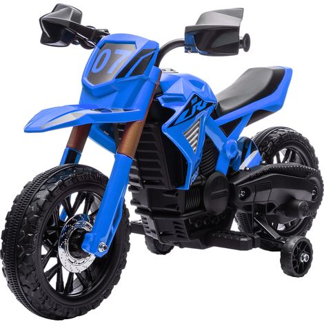 Moto électrique enfant 3 ans+ 12V batterie roues charge utile 30 kg bleu