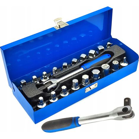 CLÉS À DOUILLE POUR BOUCHONS DE VIDANGE D'HUILE 20 pièces + BOUTON ARTICULÉ 3/8" (1/5)