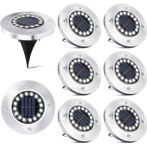 16 LED Lampe Solaire Extérieur8 Pièces Spot Solaire Jardin Etanche Lampadaire pour Passerelle Chemin Terrasse Cour Souterraine Encastrer Pelouse (1/4)