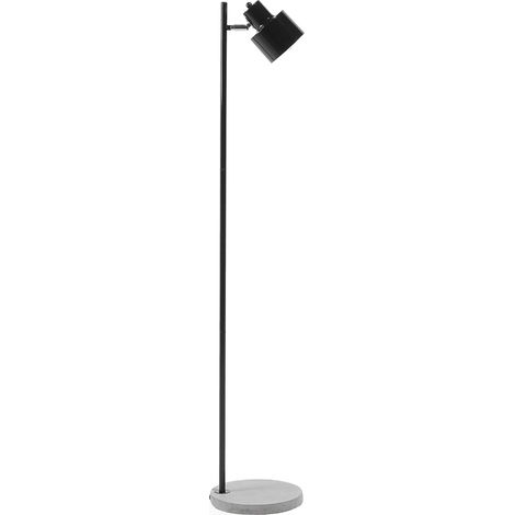Lámpara de pie de metal negro 149 cm con base de hormigón pantalla ajustable Corbones