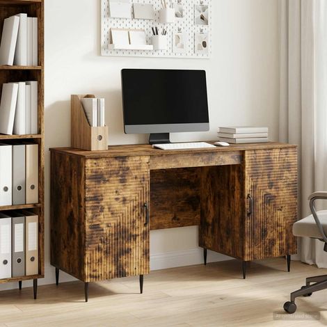 vidaXL Scrivania Rovere Fumo 142,5 x 50 x 75 cm Legno ingegnerizzato (1/5)