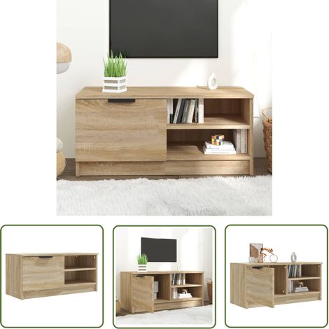 The Living Store Meuble TV Chêne sonoma 80x35x36,5 cm Bois d'ingénierie - Meubles Tv - Meuble Tv - Support Tv - Unité Tv - Mobilier Salon (1/5)