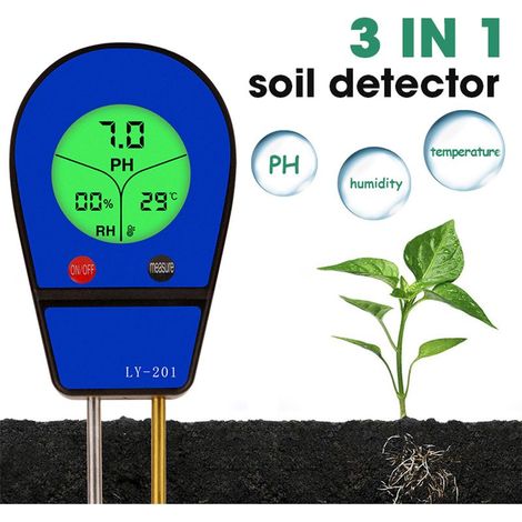 Testeur de pH du sol 3 en 1, testeur d'humidité, lumière du soleil, fleurs de jardin, détecteur d'humidité, capteur. (1/5)