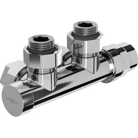 Mexen Uni-Term válvula de radiador angular, Duplex, DN50, cromo - W907-000-01 (1/4)