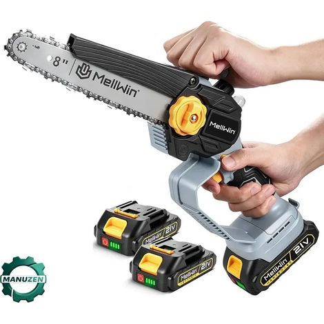 Manuzen - Mini tronçonneuse brushless 8 pouces – compatible 18 V – Avec 2 batteries – Type C – 240 V – 100 à 240 V (1/3)