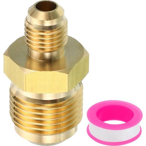 Connecteur Évasé Mâle 1/4" x 1/2" Mâle, Adaptateur en Laiton Évasé SAE à 45 Degrés Réduisant le Coupleur de Tube Union Raccord de Tuyau Évasé pour Conduite de Gaz d'Air, CVC (1/5)