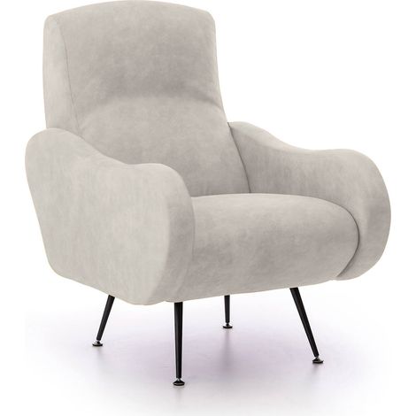 Poltrona Lasnigo, Poltroncina Braccioli, Peso Supportato 90 kg Made in Italy, Materiale Struttura in Legno, 70x100x98h cm Beige