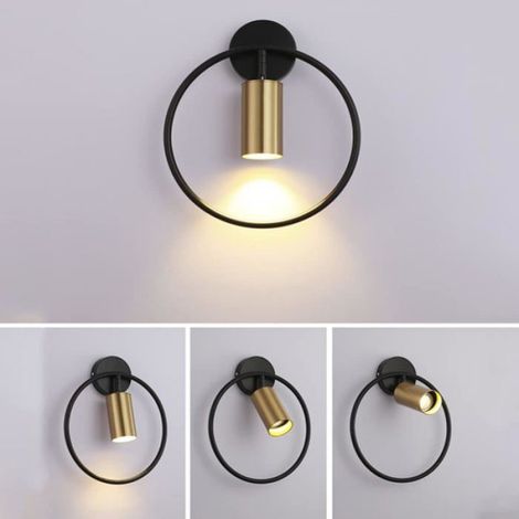 Applique murale LED dorée, rotative à 180°, pour couloir, escalier, chambre ou salon, double E27 (1/4)