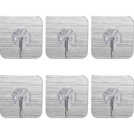 Lot de 6 crochets adhésifs sans perçage, patères pour vêtements, crochets muraux de cuisine, étanches, multi-usages, cadeau. (1/5)