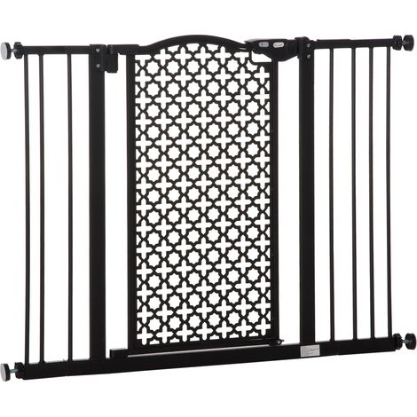 74-105cm Pet Safety Gate Stair Barrier, with Auto Close, Double Locking - Black