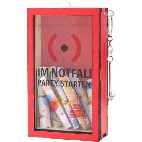 Boîte d’urgence en bois – Cadeau amusant pour anniversaire, mariage ou retraite – Cadeau d’argent pour femmes et hommes – Boîte décorative avec marteau (Anniversaire) (1/5)