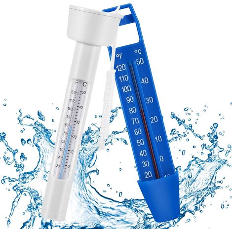 Thermomètre de piscine avec cordon, résistant aux chocs, pour toutes les piscines, spas, jacuzzis, aquariums et bassins à poissons. (1/5)