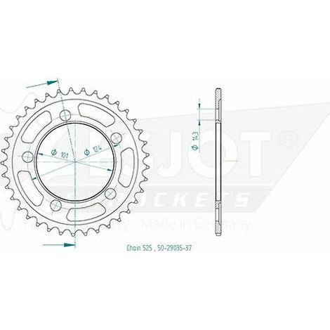 Couronne Acier KTM - 525 - 37 Dents - Made in Germany