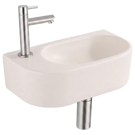 QeramiQ Fuente Lavabo pour WC - 40x22x12 cm - lisse - demi-rond - trou de robinet de Lavabo pour WC a gauche - ceramique - robinet de Lavabo pour WC (1/5)
