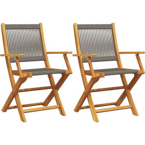 vidaXL Sedie Giardino 2pz Grigie Legno Massello Acacia e Polipropilene (1/5)